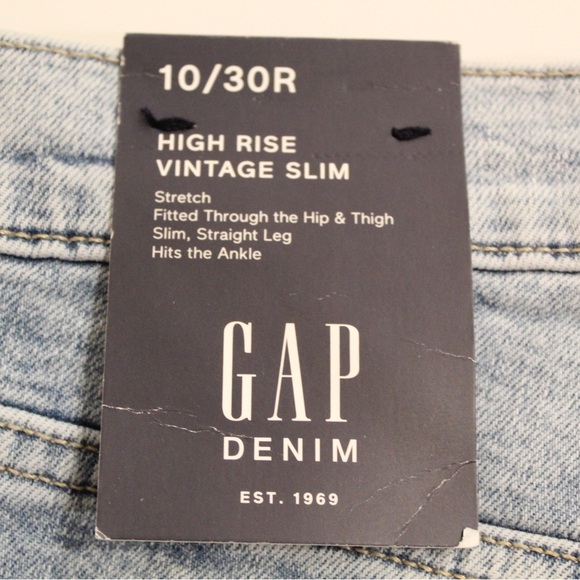 NWT Gap High Rise Vintage Slim Light Blue Denim Jeans (Size 10) - Picture 12 of 14